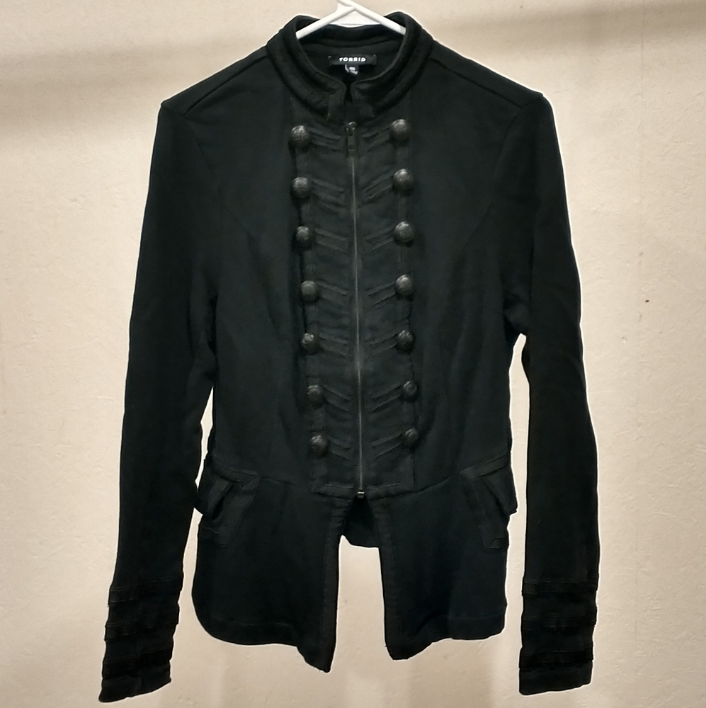 Torrid Zip Front High Neck Black Military Jacket Size 00